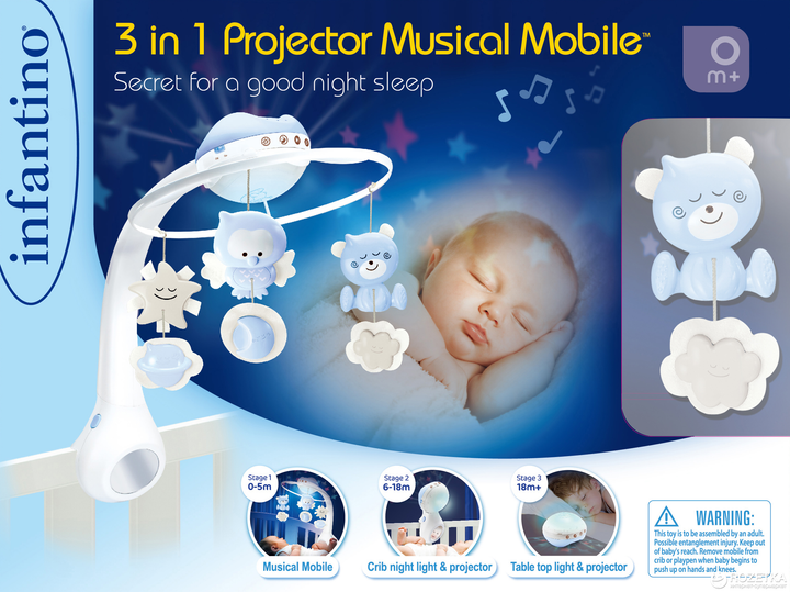 Музыкальный мобиль Infantino 3 в 1 с проектором Голубой (004896I) - изображение 5