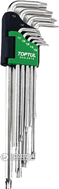 Набор ключей Torx супердлинных с отверстием Toptul T10-T50 9 предметов (GAAL0915) - изображение 1