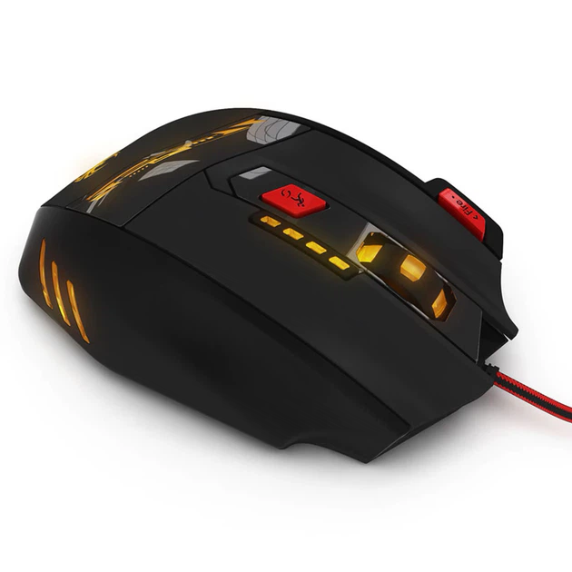 Игровая мышь Zelotes T-90 Черный с красным max разрешение 9200 DPI с LED подсветкой 8 кнопок проводная для игр - изображение 3