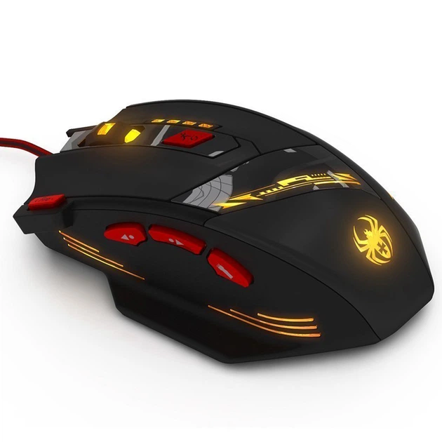 Игровая мышь Zelotes T-90 Черный с красным max разрешение 9200 DPI с LED подсветкой 8 кнопок проводная для игр - изображение 7