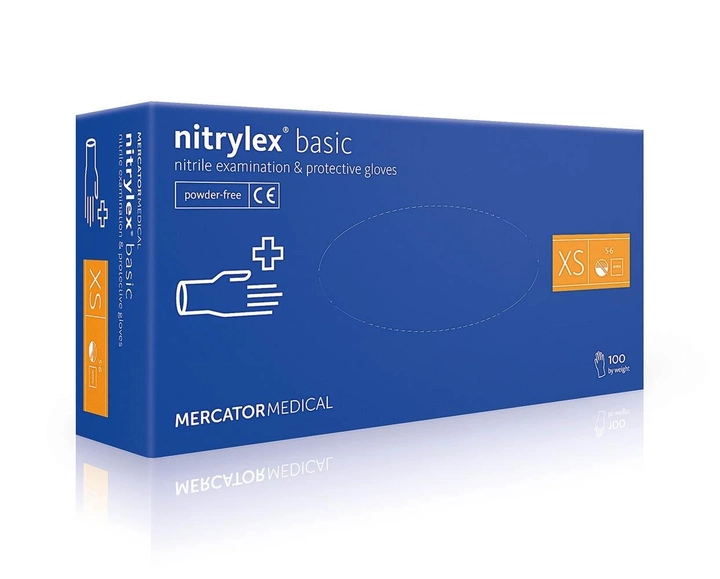 Рукавички медичні Mercator Medical Nitrylex Basic нітрилові нестерильні неприпудрені XS 100 шт Фіолетові (6736065) - зображення 1