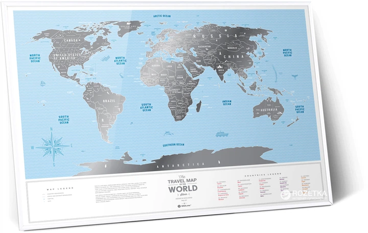 Скретч-карта мира 1DEA.me Travel Map Silver World в раме (SWF