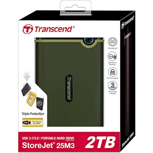 Transcend★ポータブルHDD 2TB StoreJet 25M3 2TB Transcend StoreJet 25M3G USB HDD (TS2TSJ25M3G) – фото, відгуки