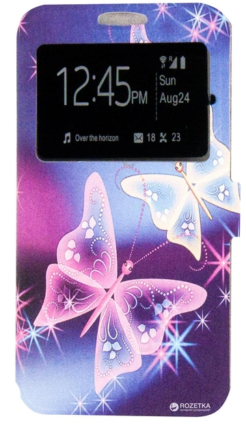 Акция на Чохол-книжка Dengos Flipp-Book Call ID для Samsung Galaxy J7 (2016) J710F Метелик рожева (DG-SL-BK-162) от Rozetka
