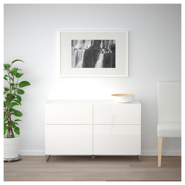 Тумба IKEA (ИКЕА) BESTÅ 120x40x74см Selsviken/Sularp белая глянцевая ...