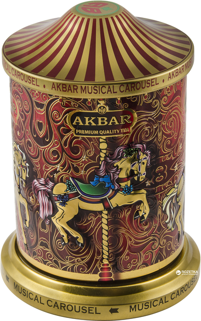 Акція на Чай крупнолистовий Akbar Orient Mystery чайна суміш з додаванням квіткових пелюсток у банці Музична карусель 250 г від Rozetka