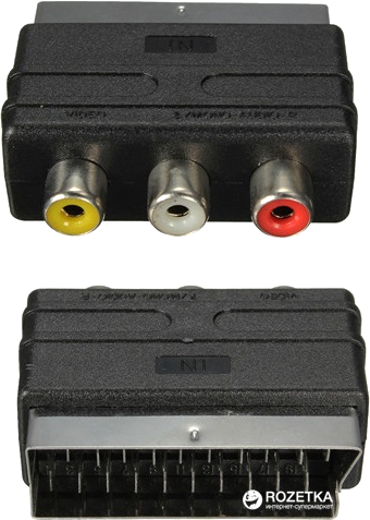 Адаптер Value Scart на 3xRCA M/F двонаправлений Чорний (S0724) - зображення 2