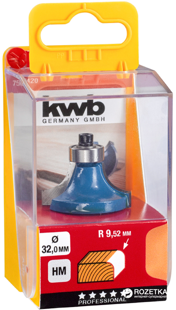 Фреза по дереву KWB скругляющая с опорным подшипником 32 мм (756420 ...