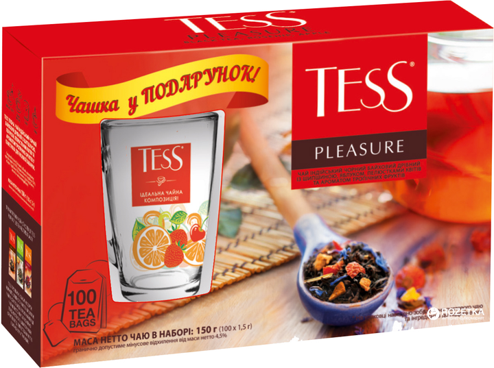 Набір чаю чорного пакетованого TESS Pleasure з чашкою в подарунок (4823096804125) - зображення 1