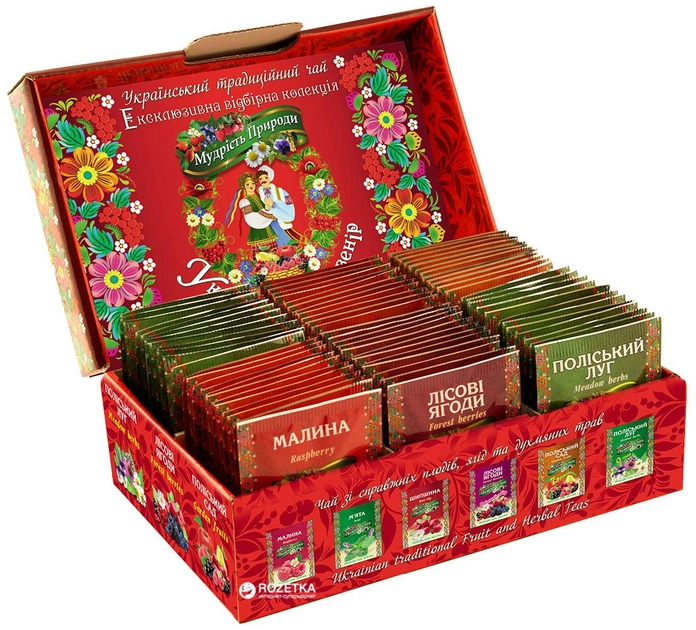 Набор чая в пакетиках Мудрость Природы Украинский сувенир 6 видов по 12 шт 132 г (4820167090562) - изображение 1