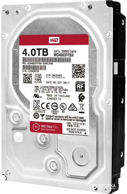 Жесткий диск Western Digital Red Pro NAS 4TB 7200rpm 256MB