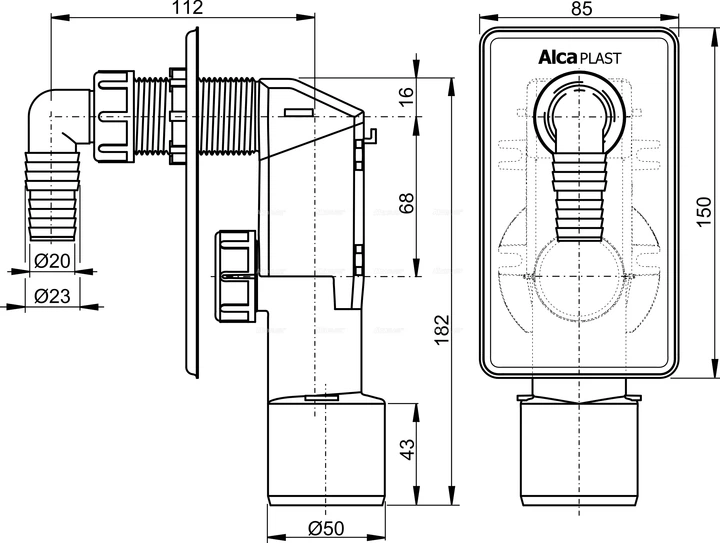 Сифон для стиральной машинки ALCA PLAST APS4 (8594045931402) – фото ...