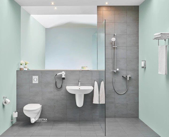 Унитаз подвесной GROHE Bau Ceramic 39427000 безободковый + сиденье 39493000 + ёршик для унитаза 40463001 + бумагодержатель Essentials 40367001 - изображение 10