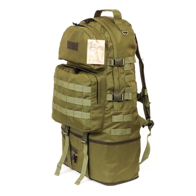 Тактичний туристичний супер-міцний рюкзак трансформер 40-60 5.15.b літрів Олива. - зображення 2