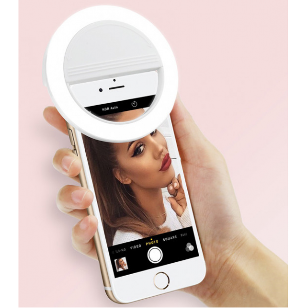 Світлодіодне селфи кільце Selfie Ring Light з USB зарядкою Білий - зображення 9
