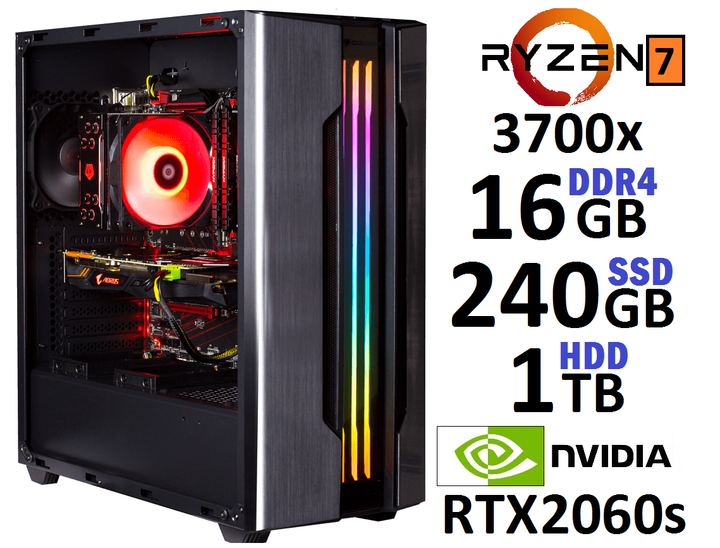 ゲーミングPC RTX2060 SUPER Ryzen7 3700X 搭載 Ryzen7 RTX2060 SUPER メモリ16GB SSD×HDD ゲーミングPC キャッシュ