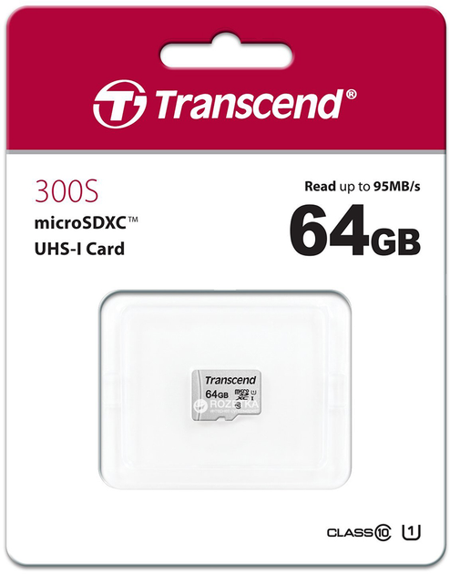 Карта памяти Transcend MicroSDXC 300S 64GB Class 10 UHS-I U1 no adapter (TS64GUSD300S) - изображение 2