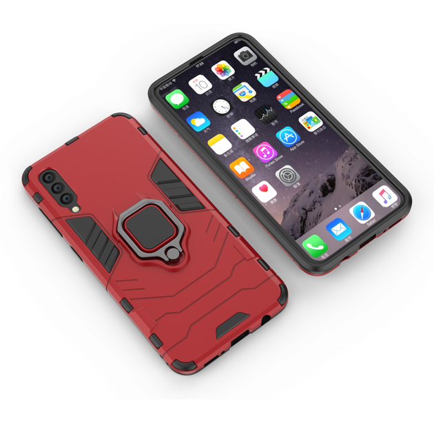 Чехол Ring case для Samsung Galaxy A30s (A307) бронированный бампер с кольцом красный - изображение 4