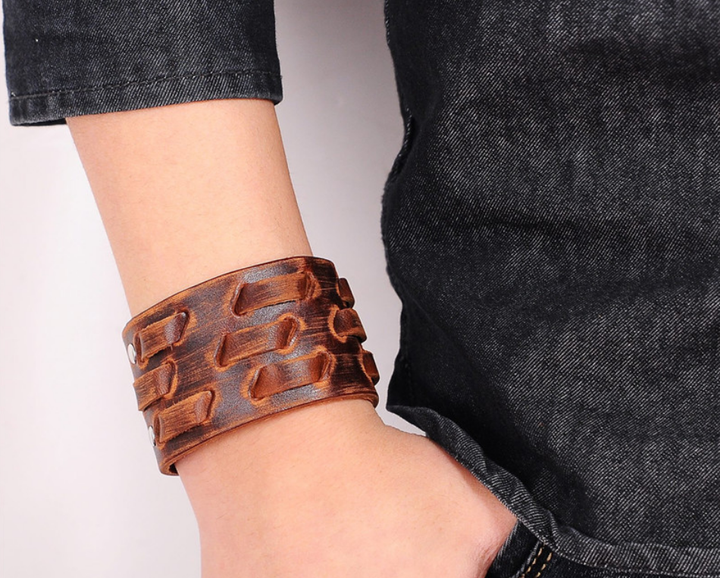 Шкіряний браслет манжета Primo Manjet Line - Brown Primo коричневий - Фото 3 Шкіряний браслет манжета Primo Manjet Line - Brown Primo коричневий - зображення 3