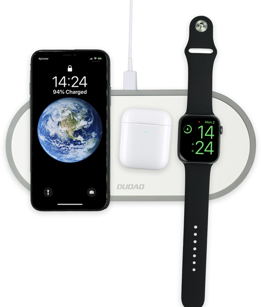 Беспроводное зарядное устройство Dudao A11 3in1 Wireless Charger White (QT-Dudao3in1wh) - изображение 4