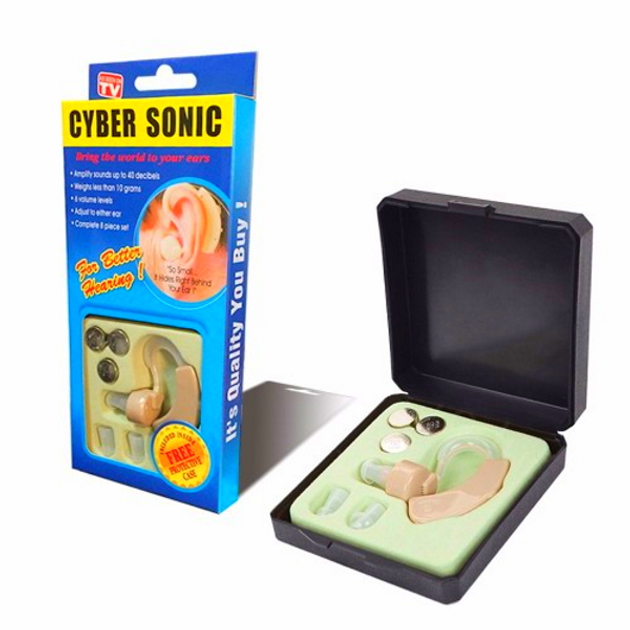 Слуховий апарат Cyber Sonic з боксом для зберігання Бежевий NEW - зображення 1