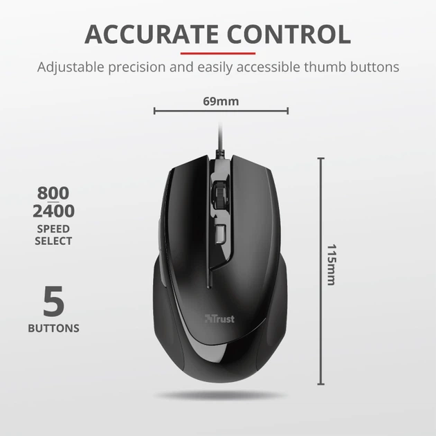 Mysz Trust Voca Comfortable USB Black (TR23650) - Zdjęcie 6 Mysz Trust Voca Comfortable USB Black (TR23650) - obraz 6