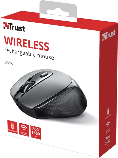 Bezprzewodowa Mysz komputerowa Trust Zaya, czarno-szara (23809) - obraz 12