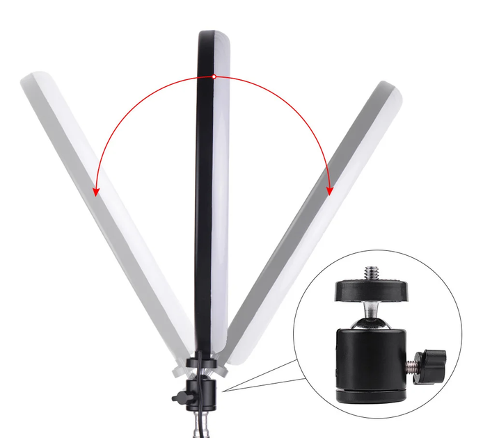 Кольцевая лампа UKC Phone Live Fill Light настольная 16 см с двумя держателями для телефона - изображение 4
