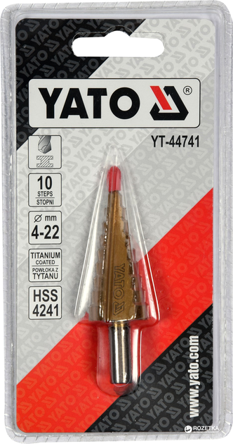 Свердло ступінчасте для металу YATO HSS-TiN 4-22 мм (YT-44741) - зображення 3