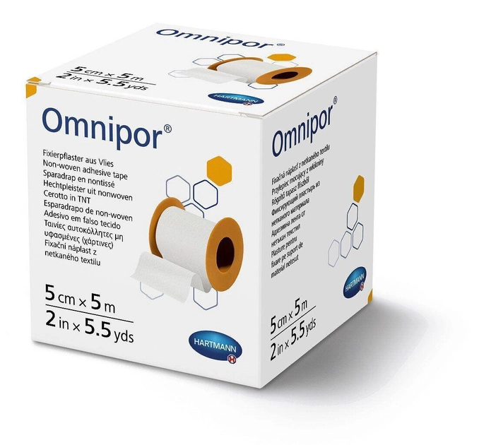 Фіксуючий пластир з нетканого матеріалу Omnipor / Омнипор 5 см х 5 м - зображення 1
