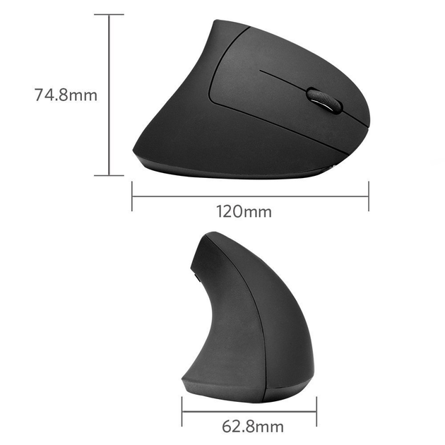 Вертикальна миша Meetion Wireless Black - зображення 2