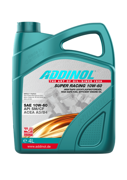 Моторна олива Addinol SUPER RACING 10W-60 SAE 10W-60 4 літри - Фото 1 Моторна олива Addinol SUPER RACING 10W-60 SAE 10W-60 4 літри - зображення 1