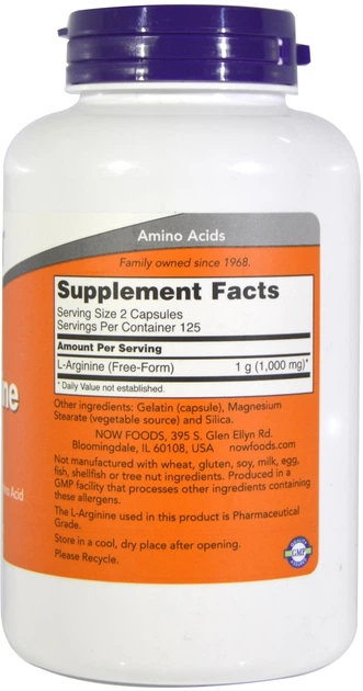 Suplement diety Now Foods L-Arginina 500 mg 250 kapsułek (733739000316) - obraz 2