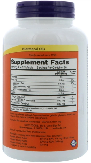 Харчова добавка Now Foods Супер Омега 3-6-9 1200 мг 180 капсул (733739018410) - зображення 2