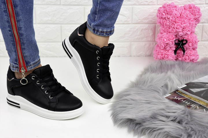 Кроссовки женские на танкетке Shoes Ferra черные 1140 42 р ...