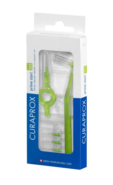 Zestaw szczoteczek międzyzębowych Curaprox Prime Start CPS 011 + 2 uchwyty z nasadkami Zielone 5 szt (7612412427905) - obraz 2