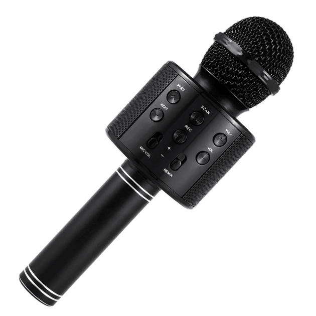 Bluetooth микрофон-караоке WS-858 с динамиком (колонкой), слотом USB и FM тюнером черный - изображение 4