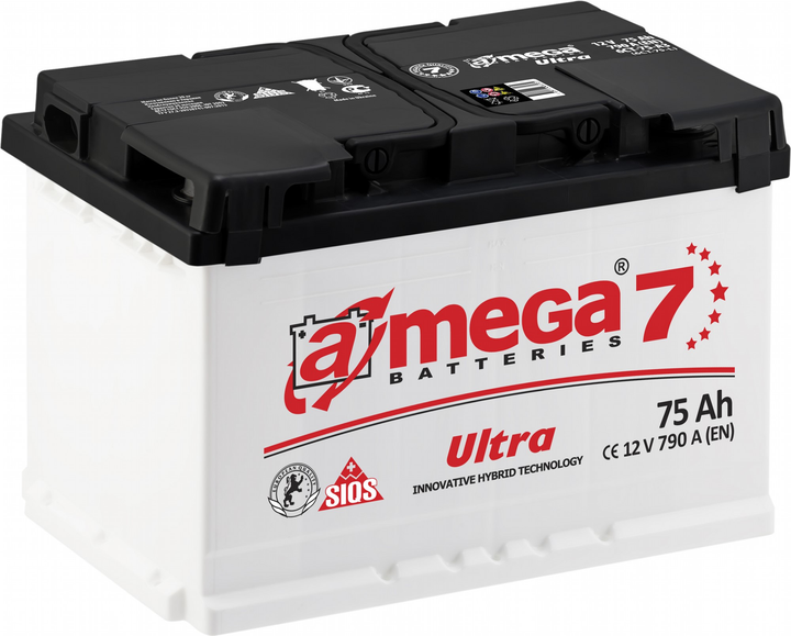 Автомобильный аккумулятор A-Mega Ultra 75А (-/+) (790EN) (4820124633528 ...