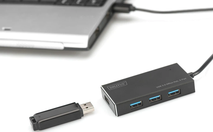 Hub USB Digitus USB 3.0 Hub biurowy 4-w-1 (DA-70240-1) - obraz 6