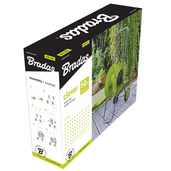 Котушка для шланга Bradas 1/2'' 50м, CLOVER, LIME LINE, в кольоровій коробці, LE-9104 - изображение 2