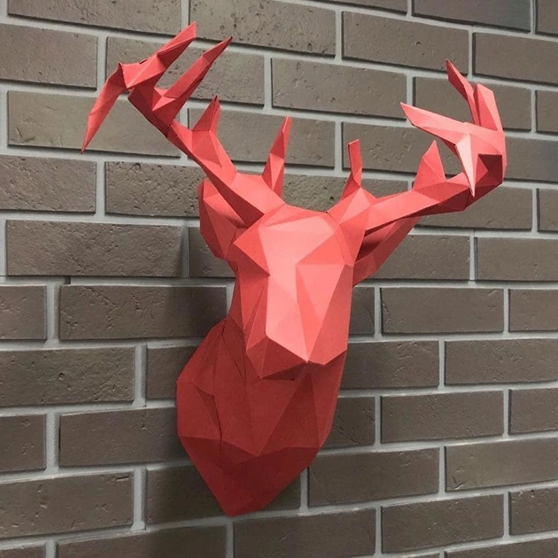 Голова оленя 3D-декор стены, поделки из бумаги своими руками - LACRAFTA