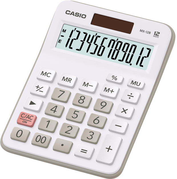 Калькулятор Casio 12 разрядный 106х147х29 Белый (MX-12B-WE) – фото ...