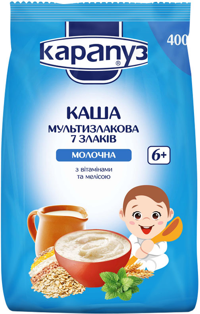 Молочная каша Карапуз мультизлаковая 7 злаков с витаминами и мелиссой ...
