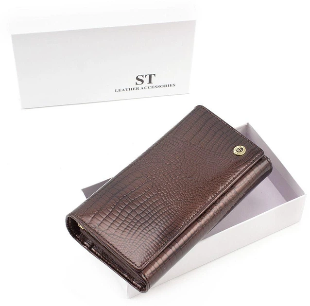 Женский кошелек ST Leather S8001A Dark brown - Фото 7 Женский кошелек ST Leather S8001A Dark brown - изображение 7