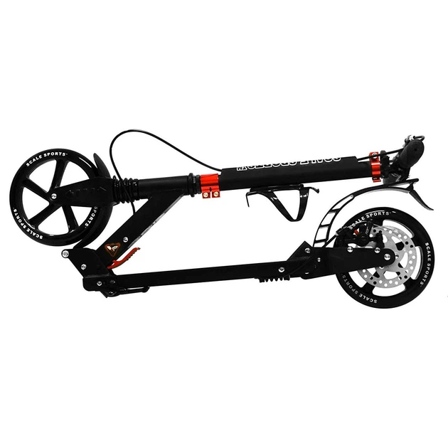 Самокат двухколесный Scale Sports SS-04 складной на дисковых задних тормозах Черного цвета - изображение 3