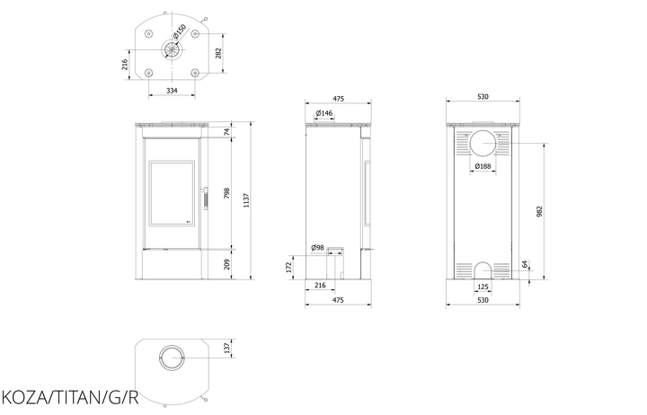 Опалювальна піч Kratki KOZA TITAN GLASS панорама - изображение 8