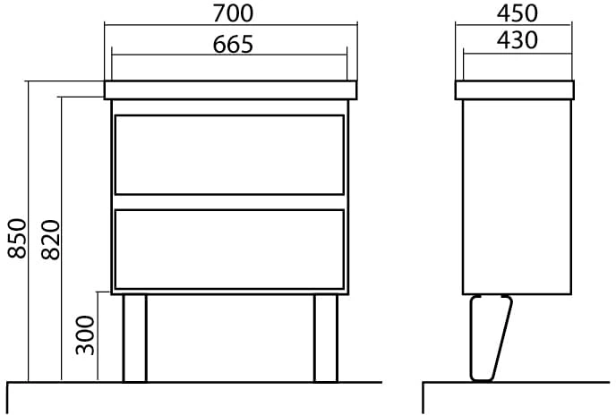 Тумба напольная AQUA RODOS Валенсия с умывальником CeraStyle Frame 70 см - изображение 7