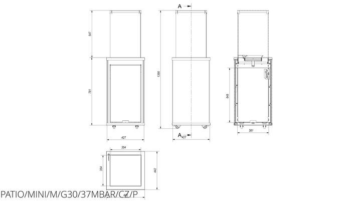 Газовий обігрівач Kratki PATIO MINI скло/чорний - пікований - ручне управління - изображение 7