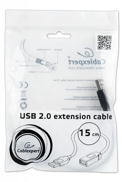 Кабель Cablexpert USB 2.0 AMAF 0.15 м Black (CCP-USB2-AMAF-0.15M) - зображення 3