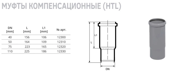 Патрубок компенсационный Magnaplast 110 Htplus (4052836158000) – низкие ...